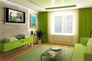 зеленый цвет в интерьере - гостиная комната